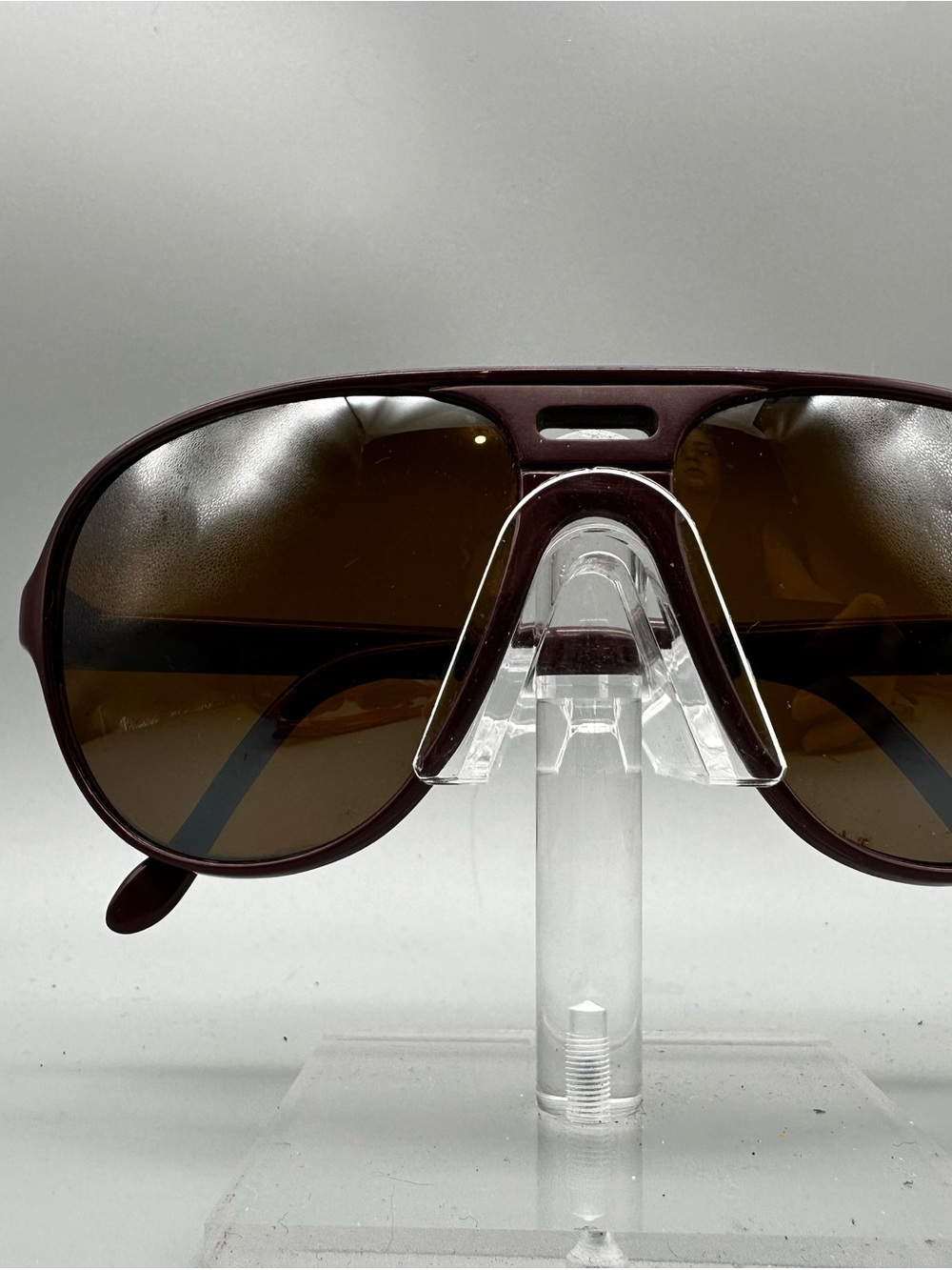Style Eyes Vintage Aviator Sunglasses Burgundy Frame Brown Lens Made in France